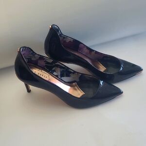 Ted Baker Black Patent Heel Pumps